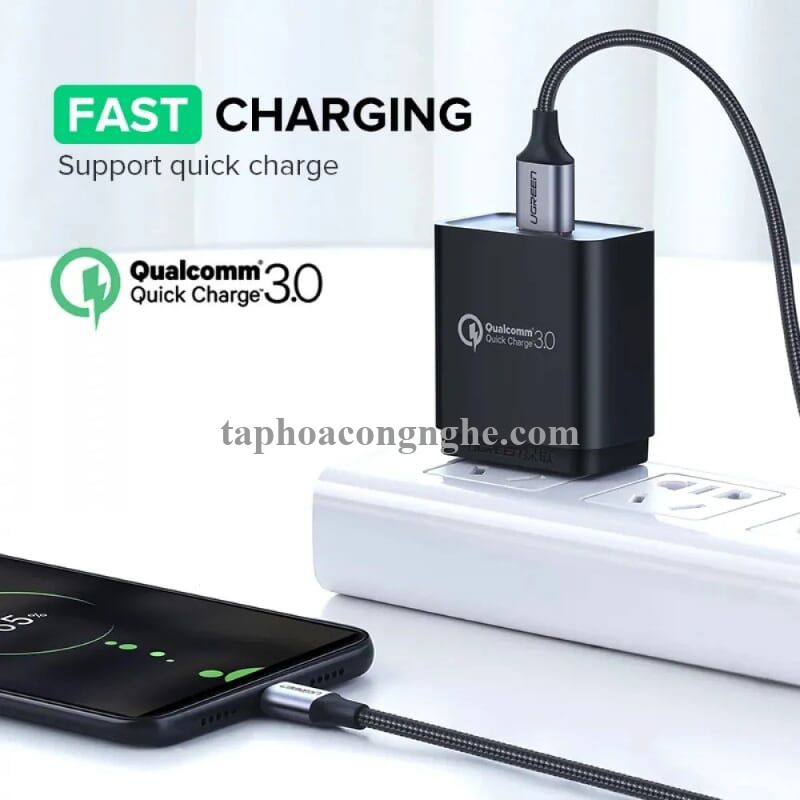 Ugreen 60150 0.5m Cáp micro usb 2.0 bọc nhôm chống nhiễu US290 30060150